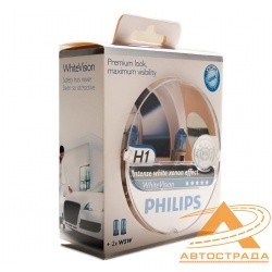 PHILIPS лампочка H1 12V 55W WHITE VISION (к-т 2шт в пласт. уп.)